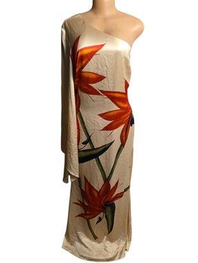 Nova Luxe Althea One Shoulder Satin Maxi Dress EUC